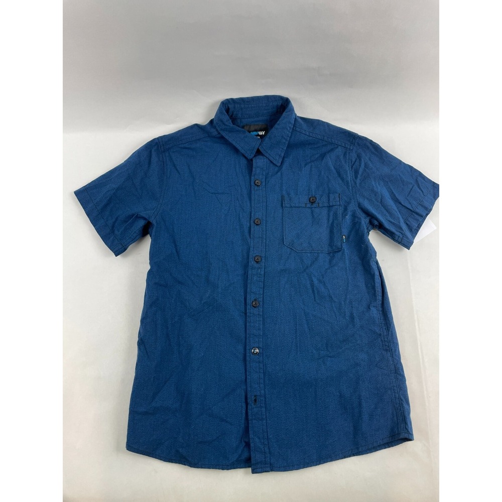 Ampufy Shirt Boys Size Large Blue Button Up Short Sleeve Buttoned Pocket NWT